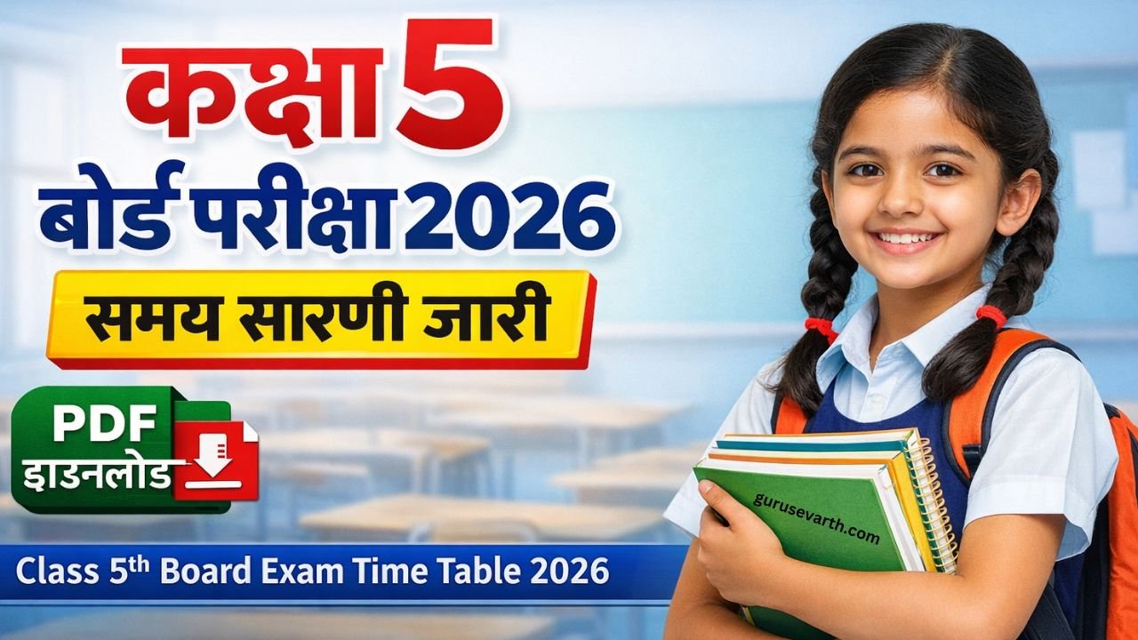 Class 5th Board Exam Time Table 2026
